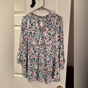 Colorful Printed V-Neck Top